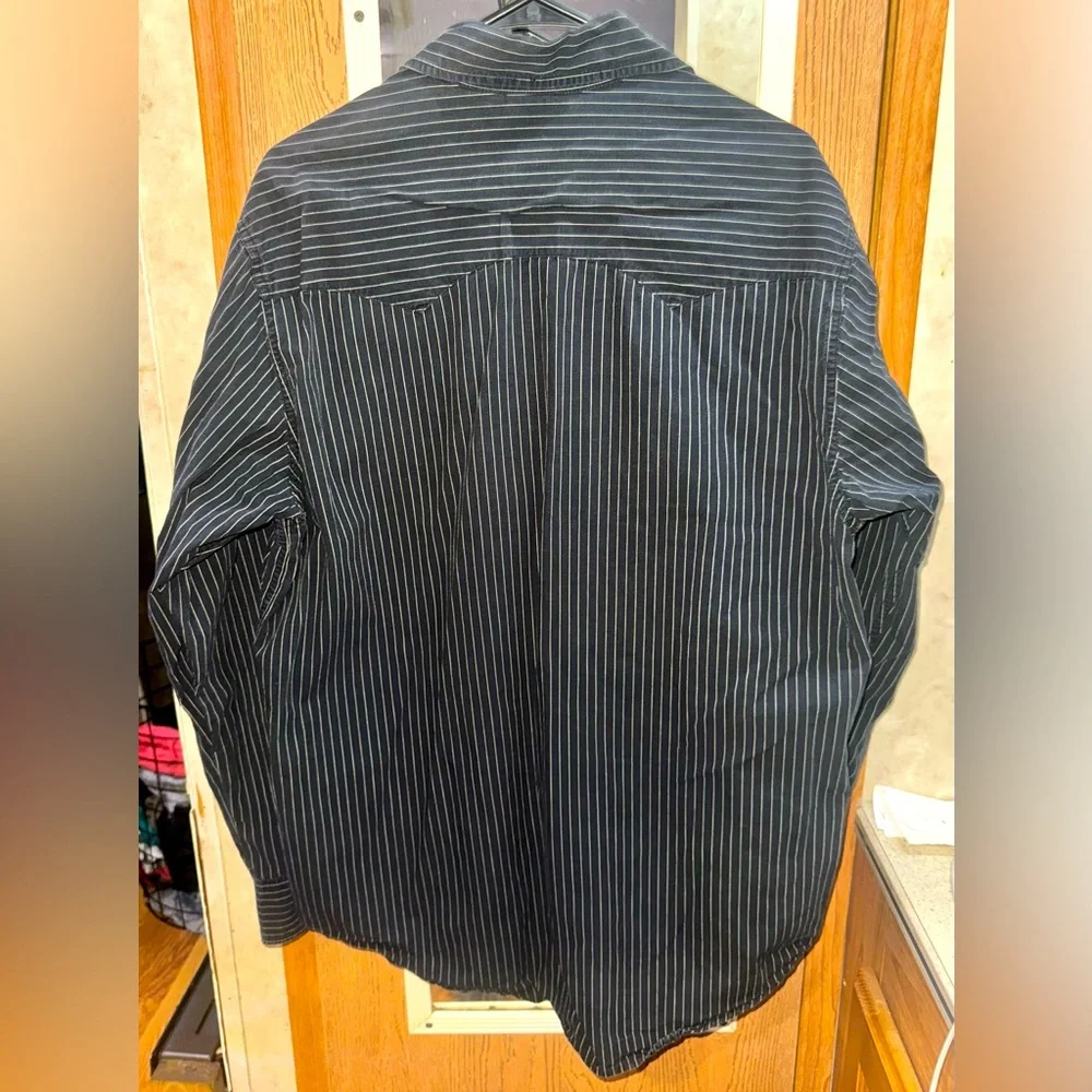 Lucky Brand Dungarees Men’s Western Shirt – Black Pinstripe – XL - Picture 2 of 3
